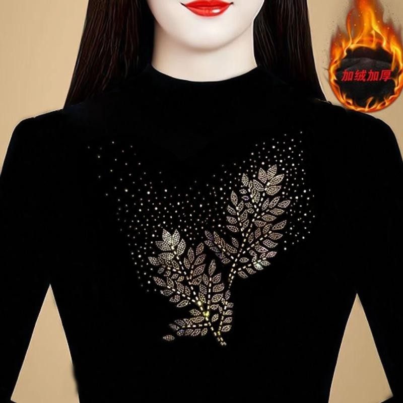 半高领长袖秋冬新款加绒保暖修身女装打底上衣妈妈黑色洋气打底衫,女装/女士精品,羊绒衫,淘宝优惠券,粉丝福利购,淘宝优惠卷