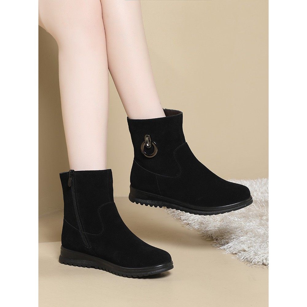 妈妈棉鞋女冬加绒保暖真皮软底磨砂短靴防滑大码女鞋一脚蹬雪地靴,女鞋,勃肯鞋/软木鞋,淘宝优惠券,粉丝福利购,淘宝优惠卷
