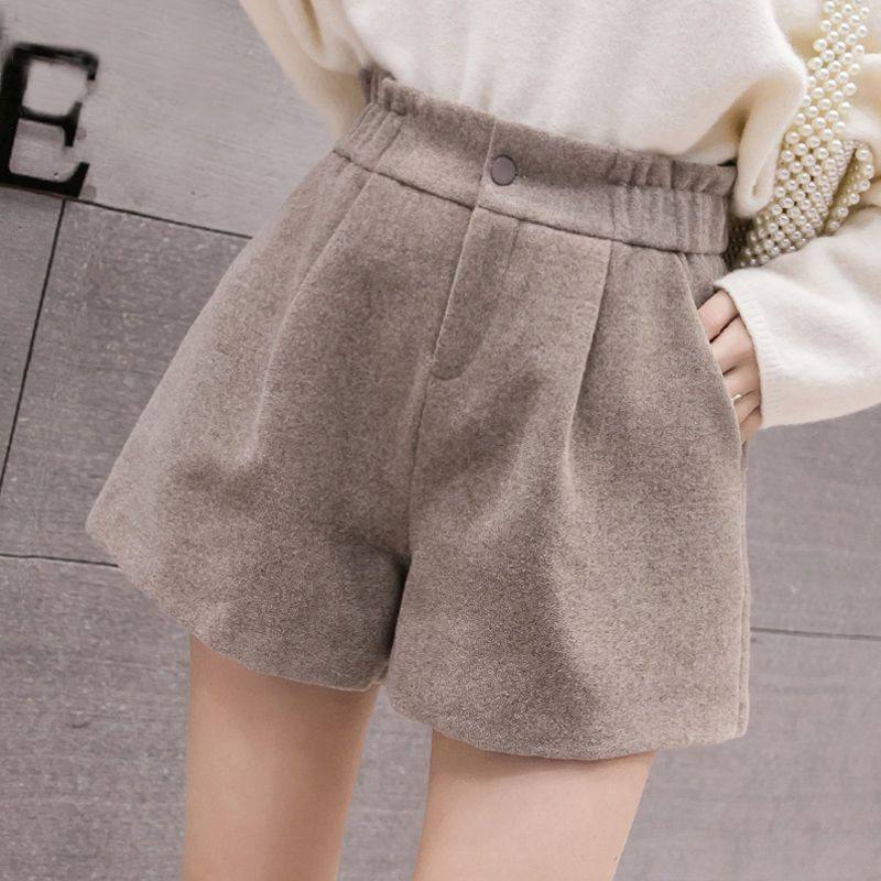 2026秋冬新款韩版高腰黑色毛呢短裤女时尚气质修身外穿阔腿裤靴裤,女装/女士精品,大码裤装,淘宝优惠券,粉丝福利购,淘宝优惠卷