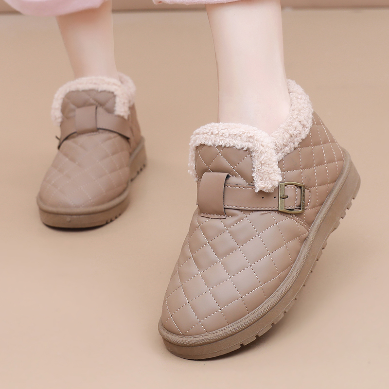 冬季棉鞋女平底防滑妈妈短靴