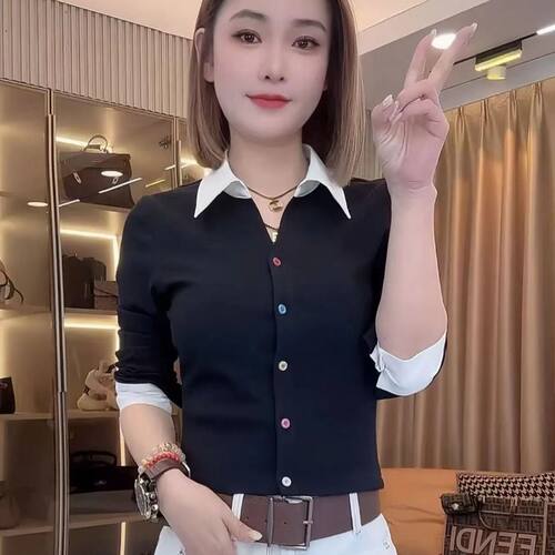 设计假两件女衬衫简约长袖