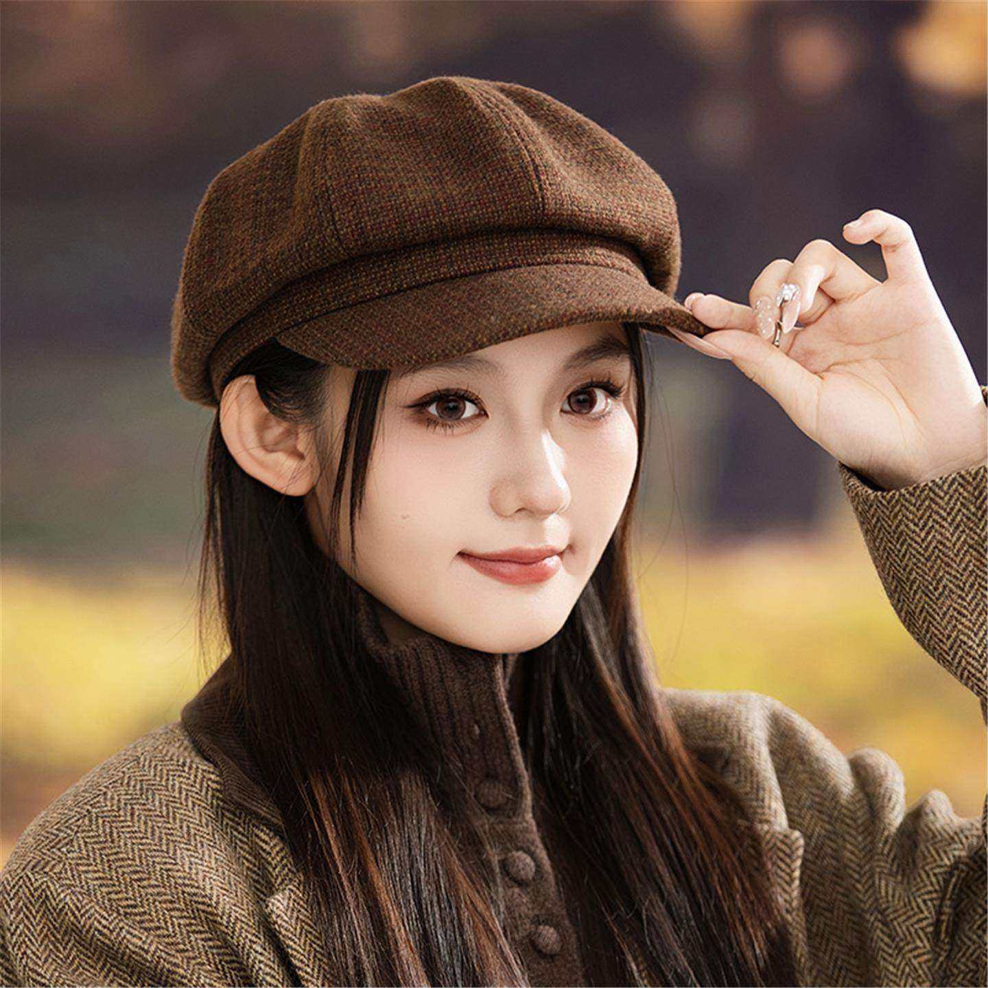 时尚防风保暖八角帽韩系复古百搭格纹贝雷帽秋冬英伦风画家报童帽,服饰配件/皮带/帽子/围巾,帽子,淘宝优惠券,粉丝福利购,淘宝优惠卷