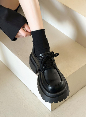 大头系带小皮鞋女2025春季新款厚底百搭英伦学院风复古jk乐福
