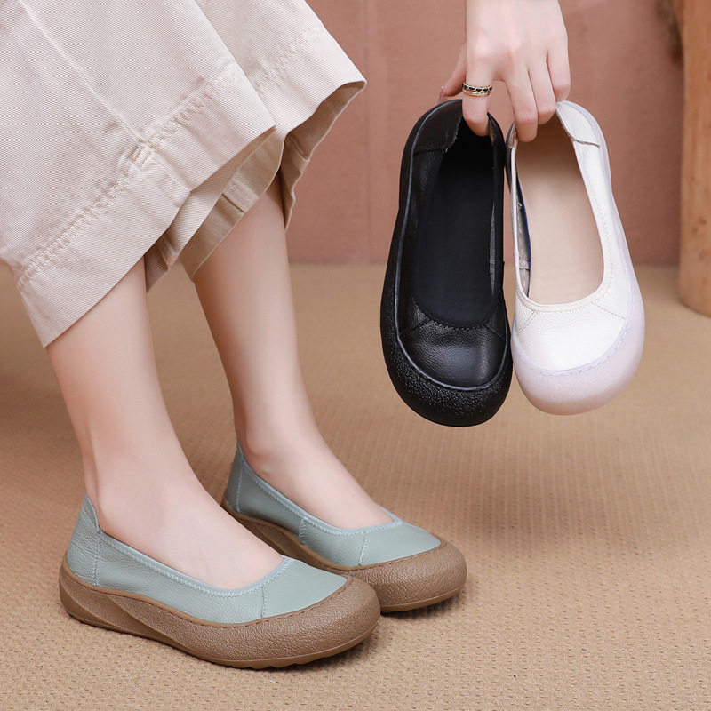 新款真皮平底豆豆鞋防滑透气妈妈鞋春夏新款女鞋单鞋一脚蹬跳舞,女鞋,时尚休闲鞋,淘宝优惠券,粉丝福利购,淘宝优惠卷