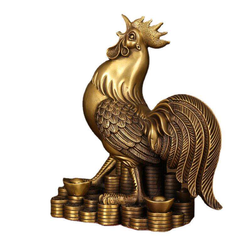 铜鸡摆件纯黄铜公鸡金鸡元鸡福鸡招财聚财公室开业装饰品
