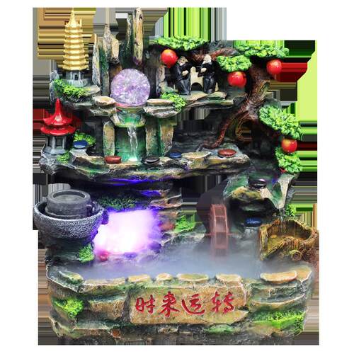 代销时来运转假山流水喷泉创意树脂礼品开业乔迁家居装饰工艺品
