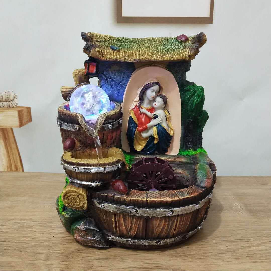 东南亚风格印度人物流水摆件茅草屋喷泉家居装饰中国网外贸工艺品