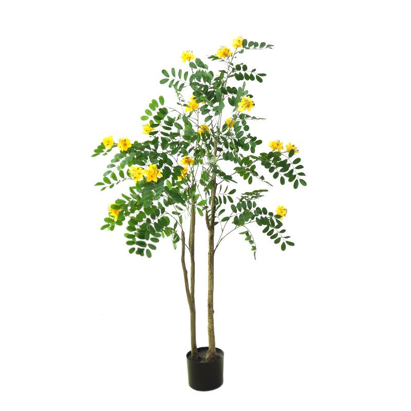 仿真绿植黄花槐树家居摆设摆件造景装饰盆栽