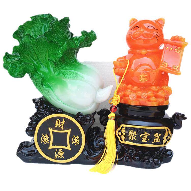 财源滚滚招财猫聚盆树脂工艺品吧台摆件开业家居电视柜装饰礼品