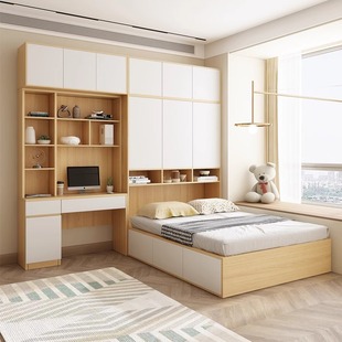 榻榻米衣柜床多功能床柜一体组合床柜小户型卧室全实木儿童储物床