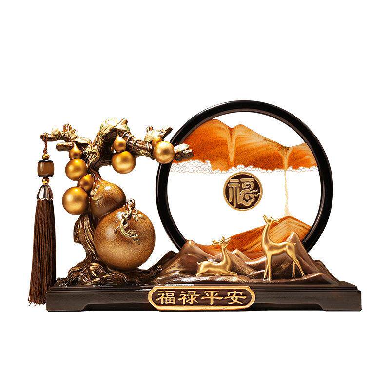 创意新中式福禄流沙画玄关客厅公室装饰品摆件乔迁伴手礼