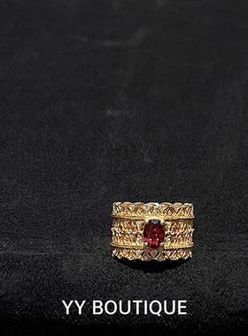天然石榴石红宝石指环戒指