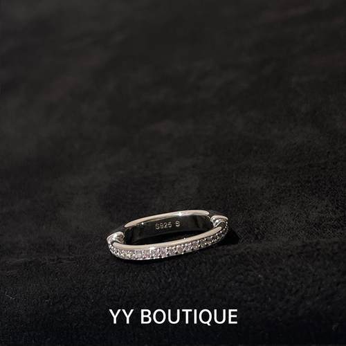 不掉色通体925纯银时髦戒指