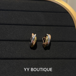 18k金三色耳环麻花耳圈圈圈气质轻奢高级 YYBOUTIQUE