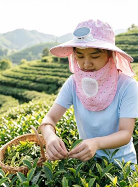 干活太阳能风扇帽男女夏季户外防晒爸妈大棚带电风扇采茶充电帽子