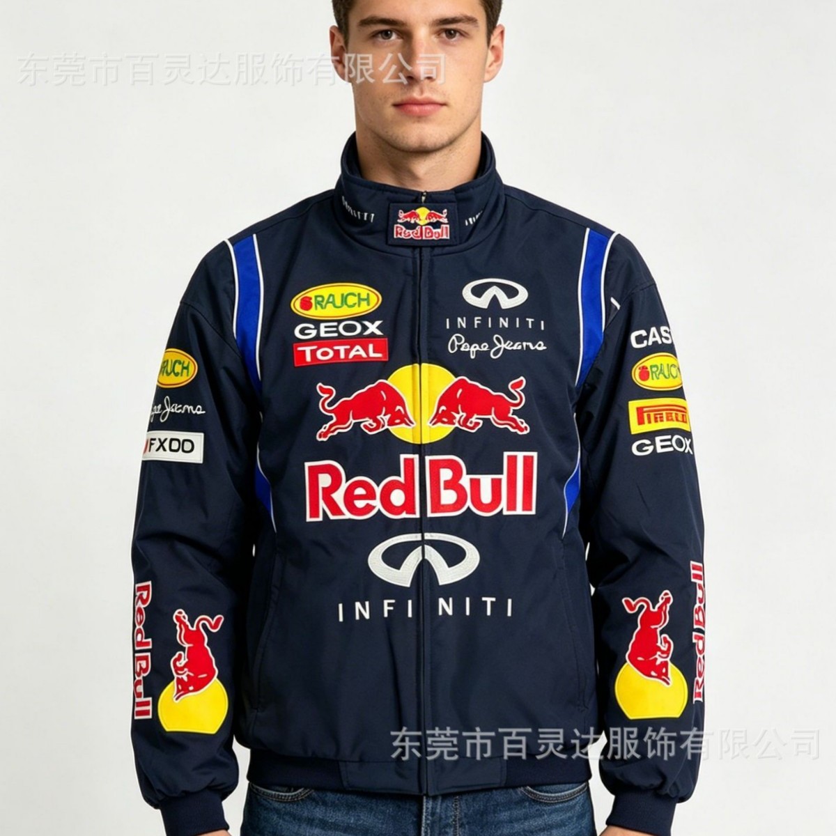F1一级方程式redbul刺绣赛车服红牛车队加棉机车骑行服外套可定制