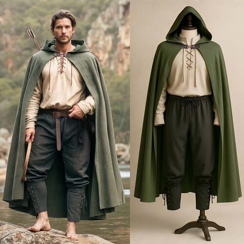 3件套中世纪文艺复兴时期海角服装花式服装维京游侠花式男