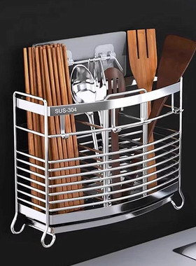 304不锈钢筷子筒壁挂式厨房筷子笼家用沥水防霉餐具篓收纳盒新款