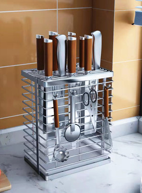 不锈钢刀架置物架壁挂式大号厨房商用刀具收纳沥水防霉菜刀座架子