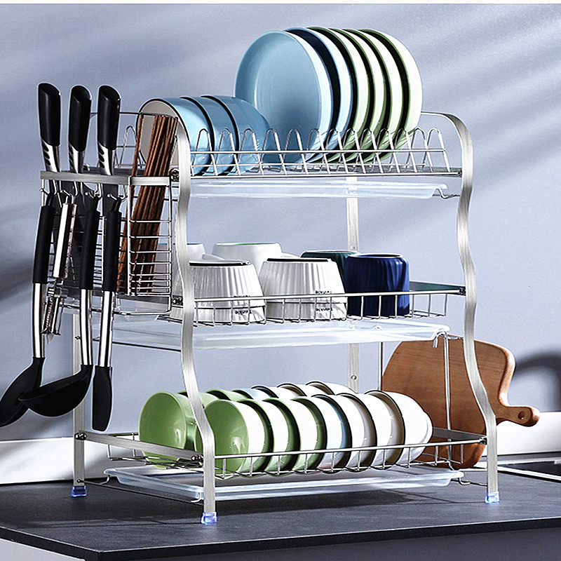 304不锈钢碗架沥水架加大容量厨房水槽台面放碗碟盘子收纳置物架