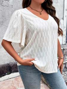 2023 Summer casual t shirt V-neck loose oversized women tops