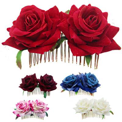 New Fashion White/Red Rose Flower Hair Combs Wedding