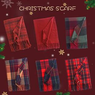 Christmas scarf, winter red scarf, warm shawl圣诞红色围巾