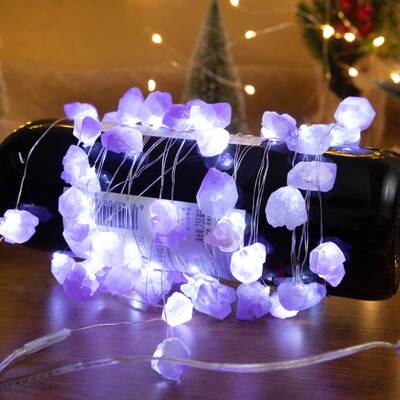 Natural Amethyst Fairy Lights Crystal String Lights Raw