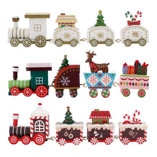Christmas Wooden Train Ornament Cute Painted Toy Train