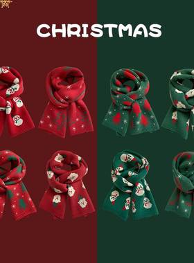 Christmas knitted scarf Christmas gift green wool scarf围巾