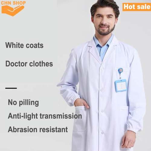 White coat Lab coat Doctor clothes laboratory coat Long slee