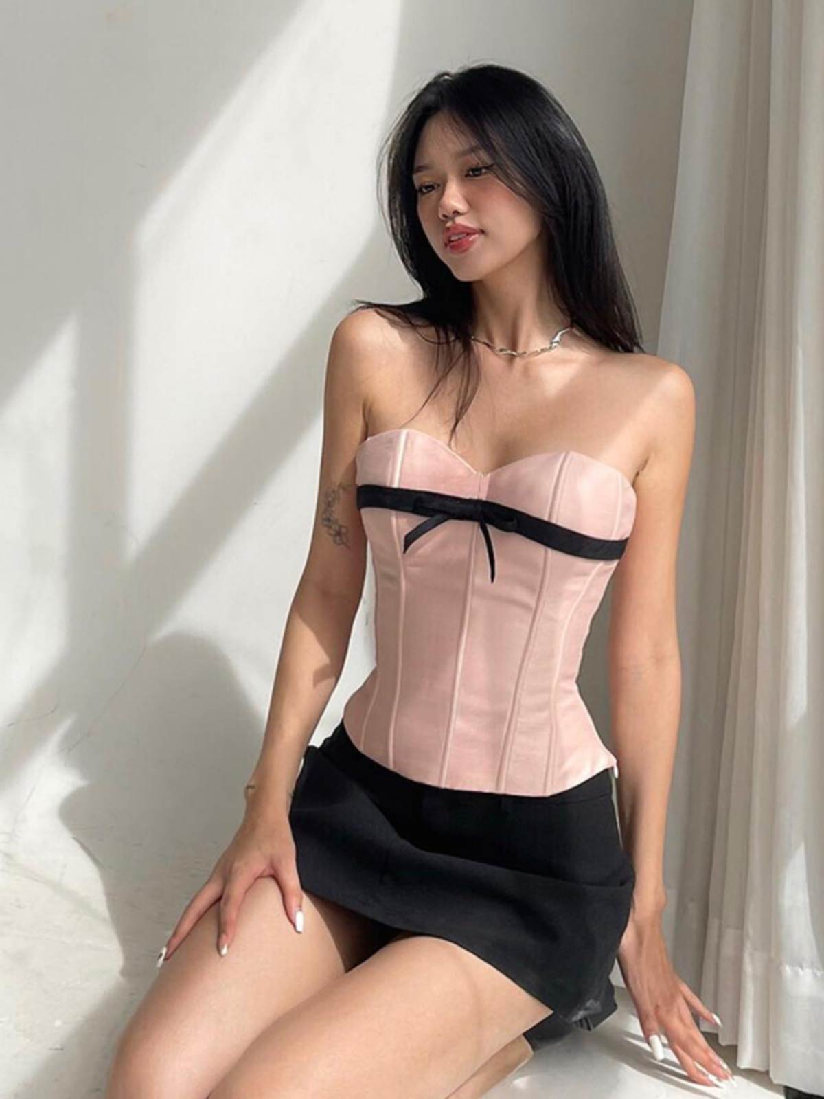 instunning 鱼骨抹胸背心女生2023夏季新款束腰潮流街头辣妹上衣