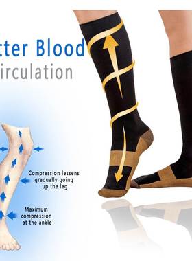 1 Pair Unisex Copper Compression Socks Women Men Anti Fatigu