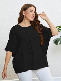 summer plus loose tops casual size color Solid women blouse