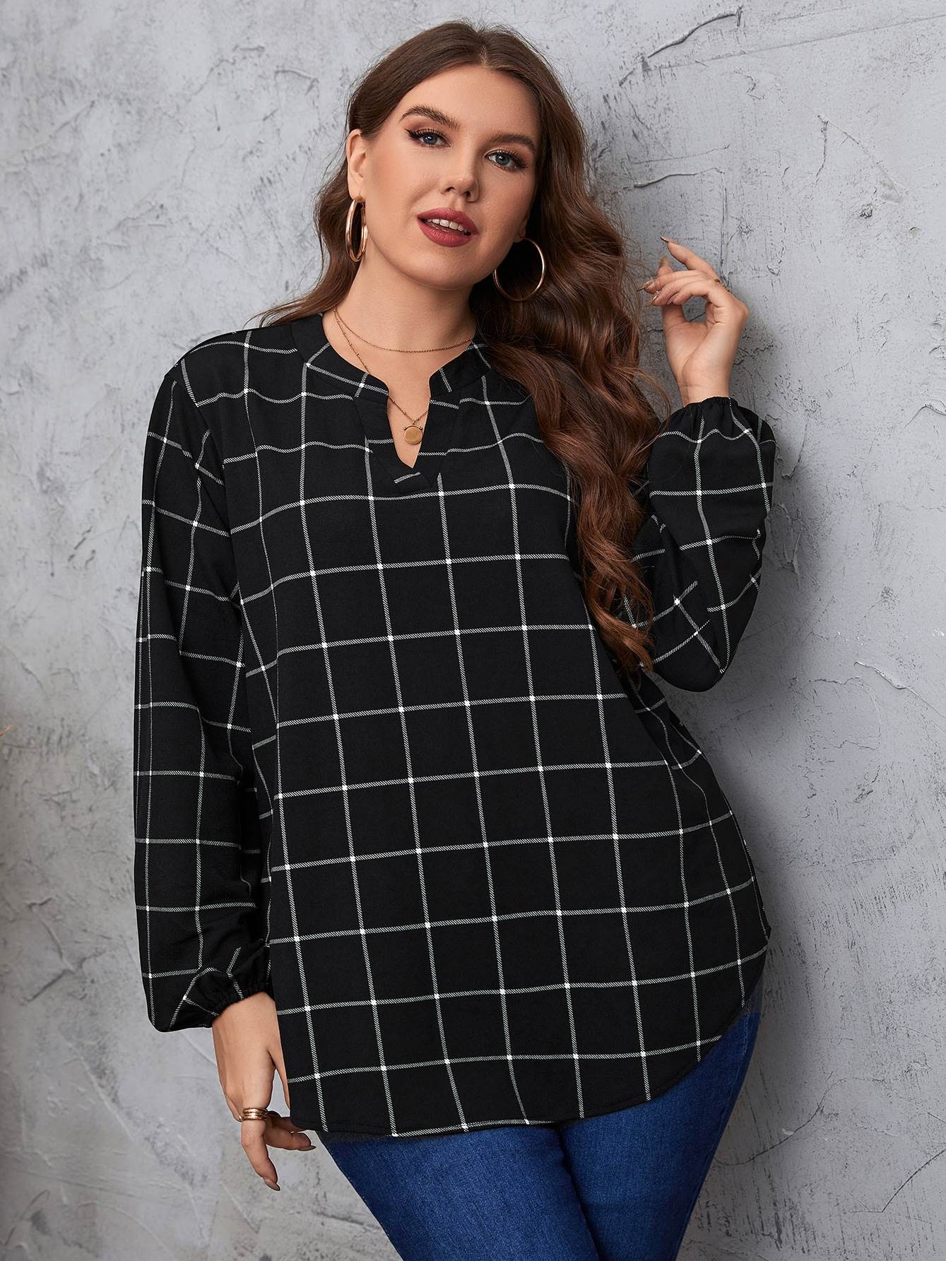 plus size retro women plaid shirts 200斤大码女士复古格子衬衣