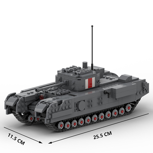 MOC创意二战军事英国军战争武器丘吉尔步兵坦克战车火炮积木玩具
