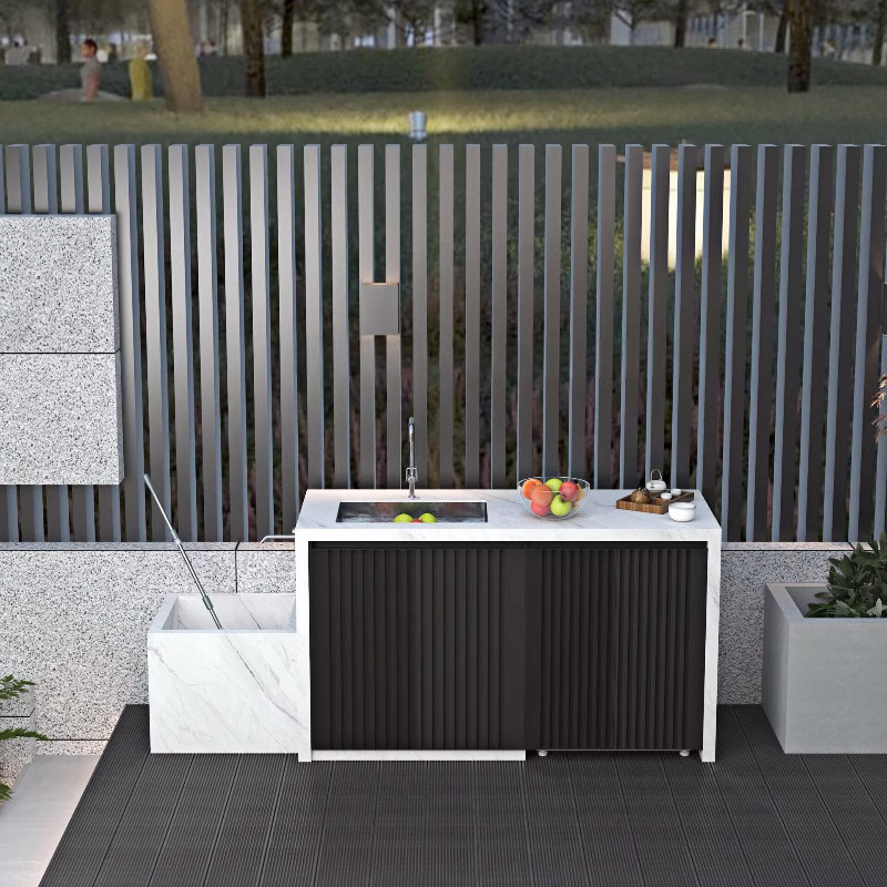 户外操作台洗手台洗衣机一体柜岛台铝合金储物柜岩板吧台庭院花园