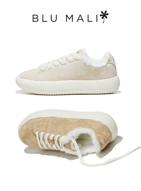 Blu Mali秋冬板鞋新款厚底加绒休闲运动板鞋百搭毛毛鞋