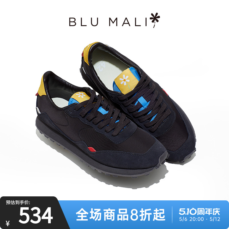 BluMali2025春夏款男女款复古慢跑鞋轻便透气跑步休闲运动鞋
