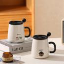 简约卡通马克杯陶瓷带盖勺咖啡杯家用喝水杯子生日礼物进店伴手礼