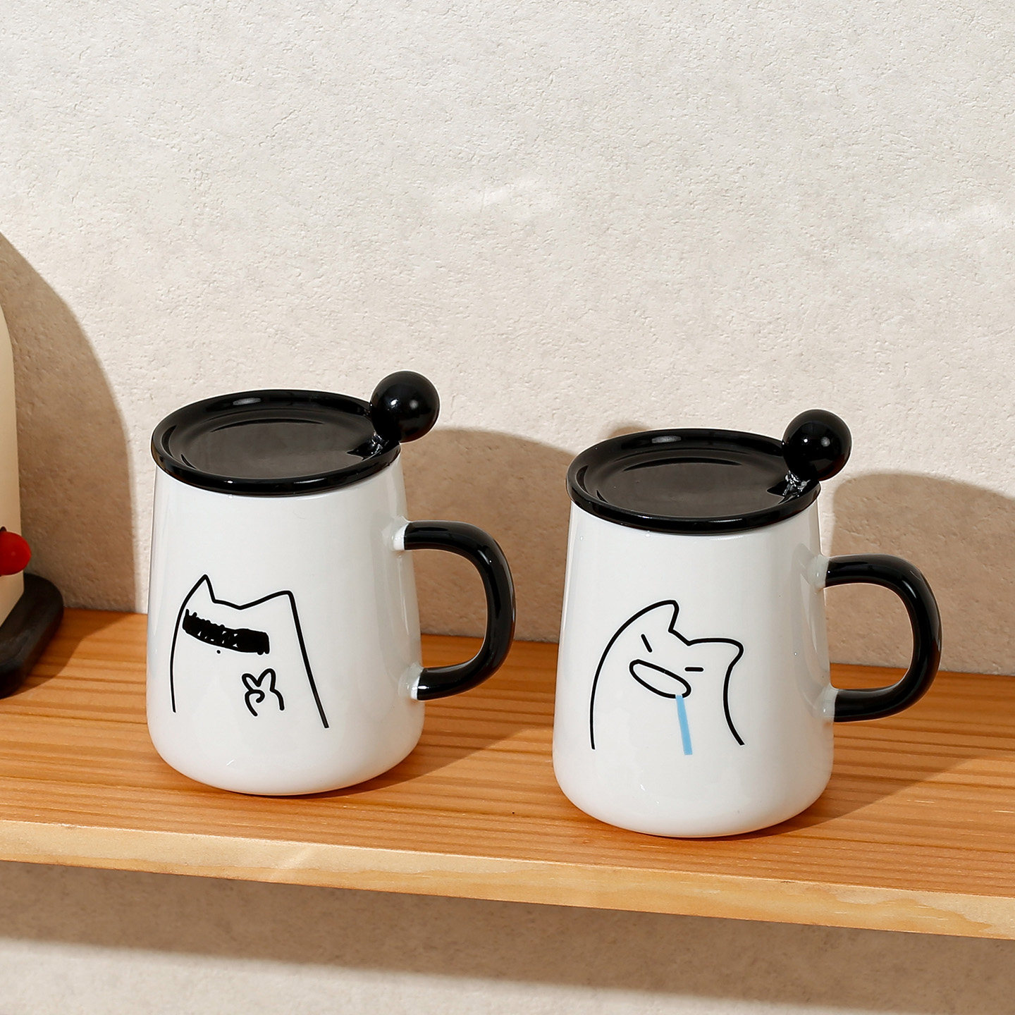 搞怪呆萌表情陶瓷马克杯带盖勺公室咖啡杯家用情侣水杯送闺蜜礼物,餐饮具,马克杯,淘宝优惠券,粉丝福利购,淘宝优惠卷