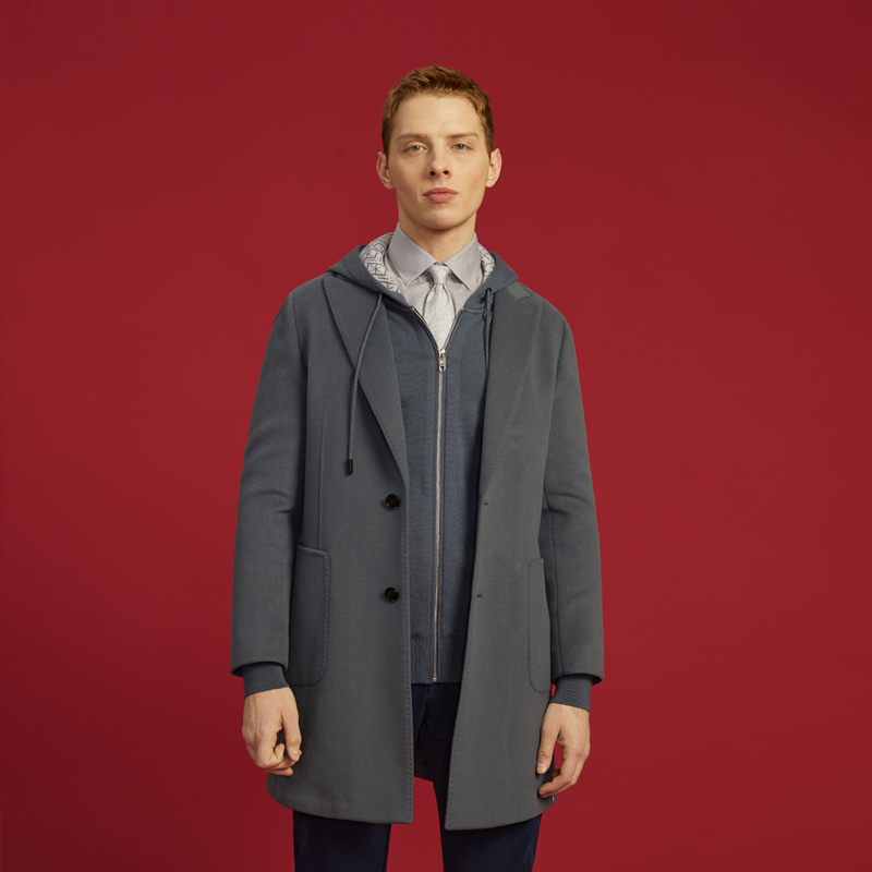 男士中长款商务大衣朗维高