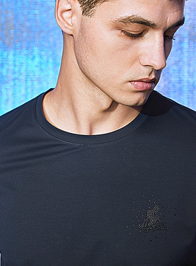 【商场同款】LAVICO/朗维高男士深蓝色圆领短袖T恤