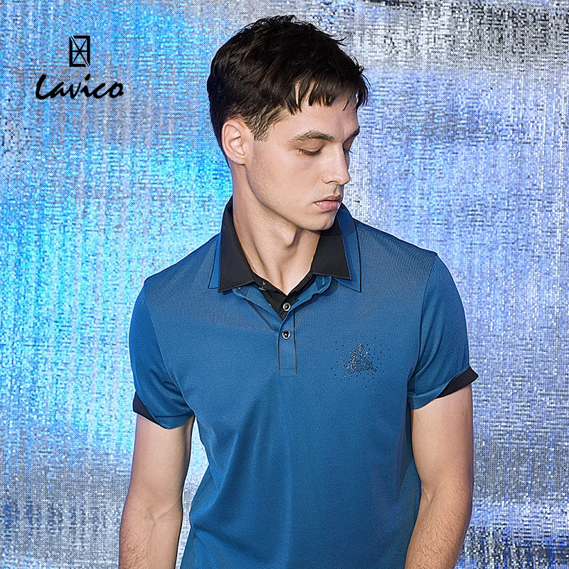 【含桑蚕丝】Lavico/朗维高男士休闲款POLO领短袖T恤男装上衣夏款图片