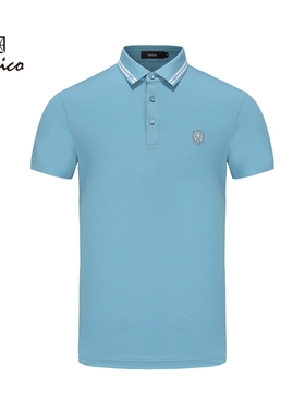 Lavico/朗维高男士时尚休闲新商务浅蓝色POLO翻领短袖T恤男装