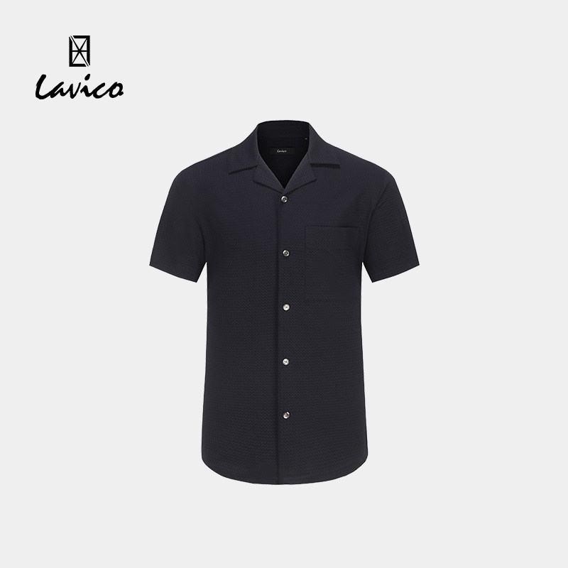 【商场同款】Lavico/朗维高男士时尚休闲短袖衬衫通勤舒适图片