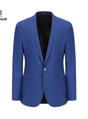 【含桑蚕丝】朗维高男士时尚生活正装西服亮蓝色时尚正装西服男