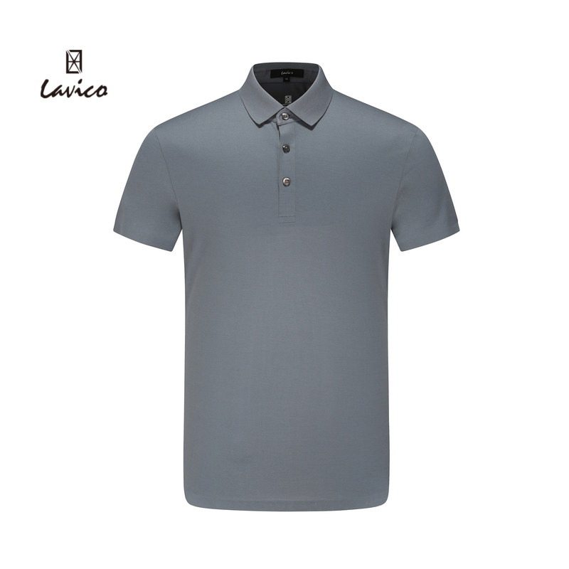 【商场同款】lavico/朗维高男士新商务灰蓝色polo翻领短袖t恤
