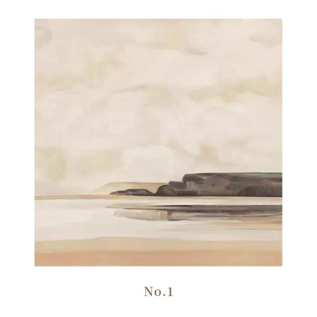 纯手绘油画侘寂奶油风正方形氛围感装饰画背景墙客厅沙发餐厅挂画
