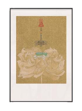 新中式入户玄关禅意装饰画酒店餐厅包间花鸟挂画茶室书房背景墙画